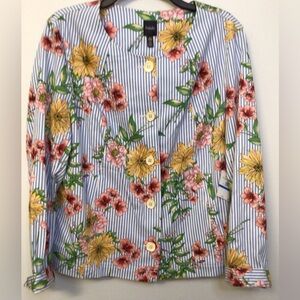 NWT Rafaella blue yellow pink shacket jacket blouse size XL